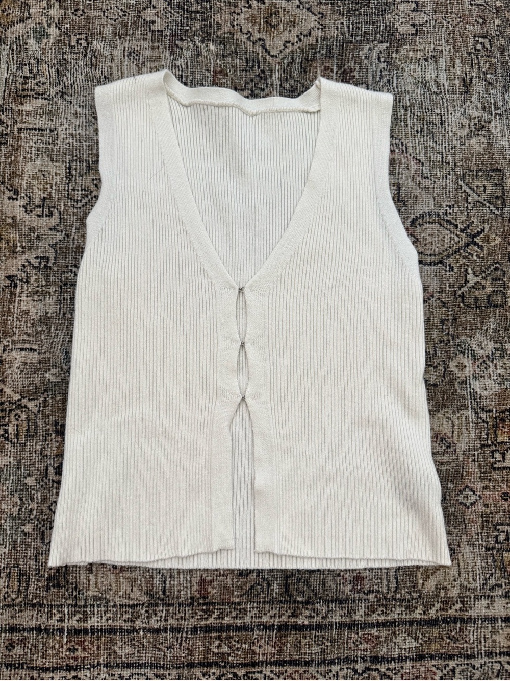 SHEIN Off-White Ribbed Knit Tank Top